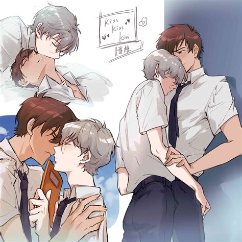 yukito y touya|touya and yukito kiss.